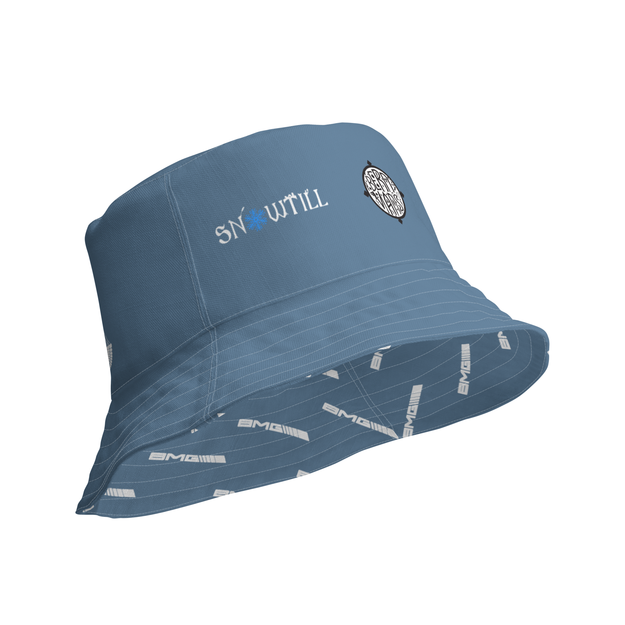 Slate Blue AOP Reversible bucket hat